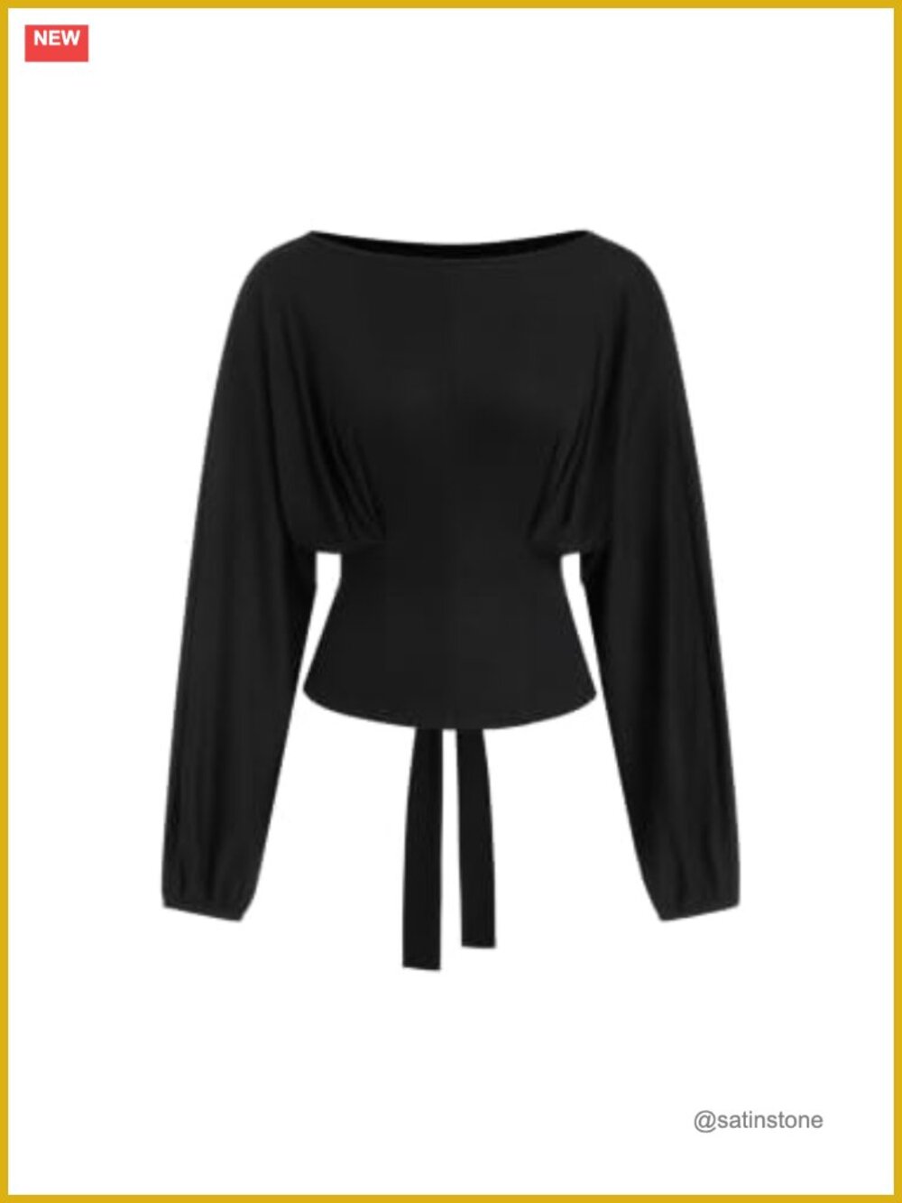 CIDER Women's Long Sleeve Boat Neck Tie Back Top Y2K Going Out Jersey Knit